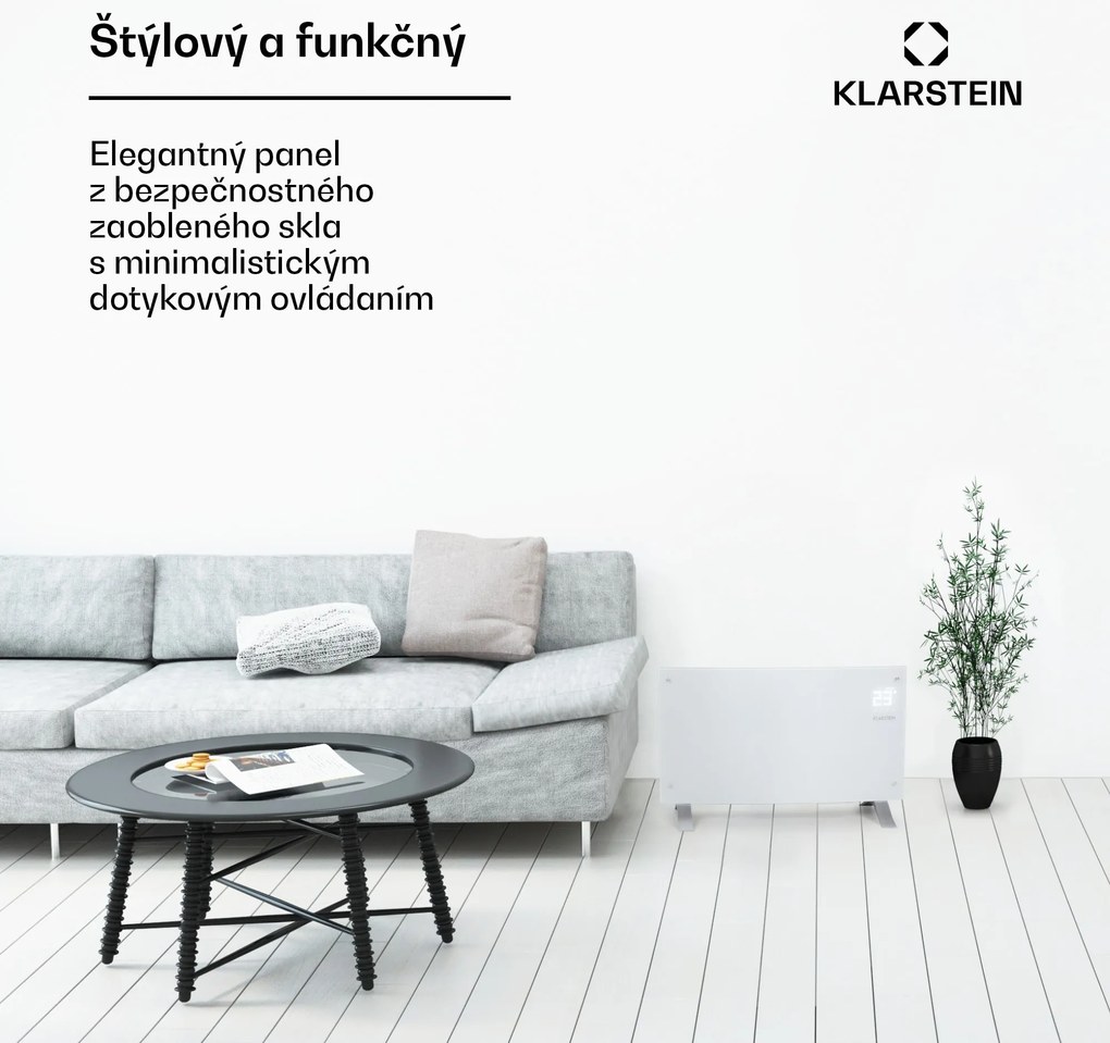 Klarstein Bornholm Curved Ambient, konvektor, 1000/2000 W, biely