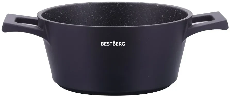 bestBerg BBN-1014BK 14-dielna prémiová súprava riadu s nepriľnavým mramorovým povrchom / čierna