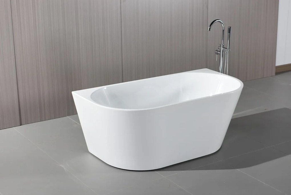 Erga Norah, voľne stojaca vaňa ku stene 170x78 cm + odtoková zátka, biela lesklá, ERG-NORAH-170080-WH-WH