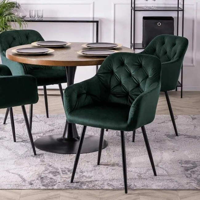Dizajnová jedálenská stolička Ravenna zelená velúr