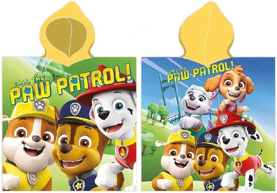 Detské plážové pončo - osuška s kapucňou Tlapková patrola / Paw Patrol - 100% bavlna - 55 x 110 cm