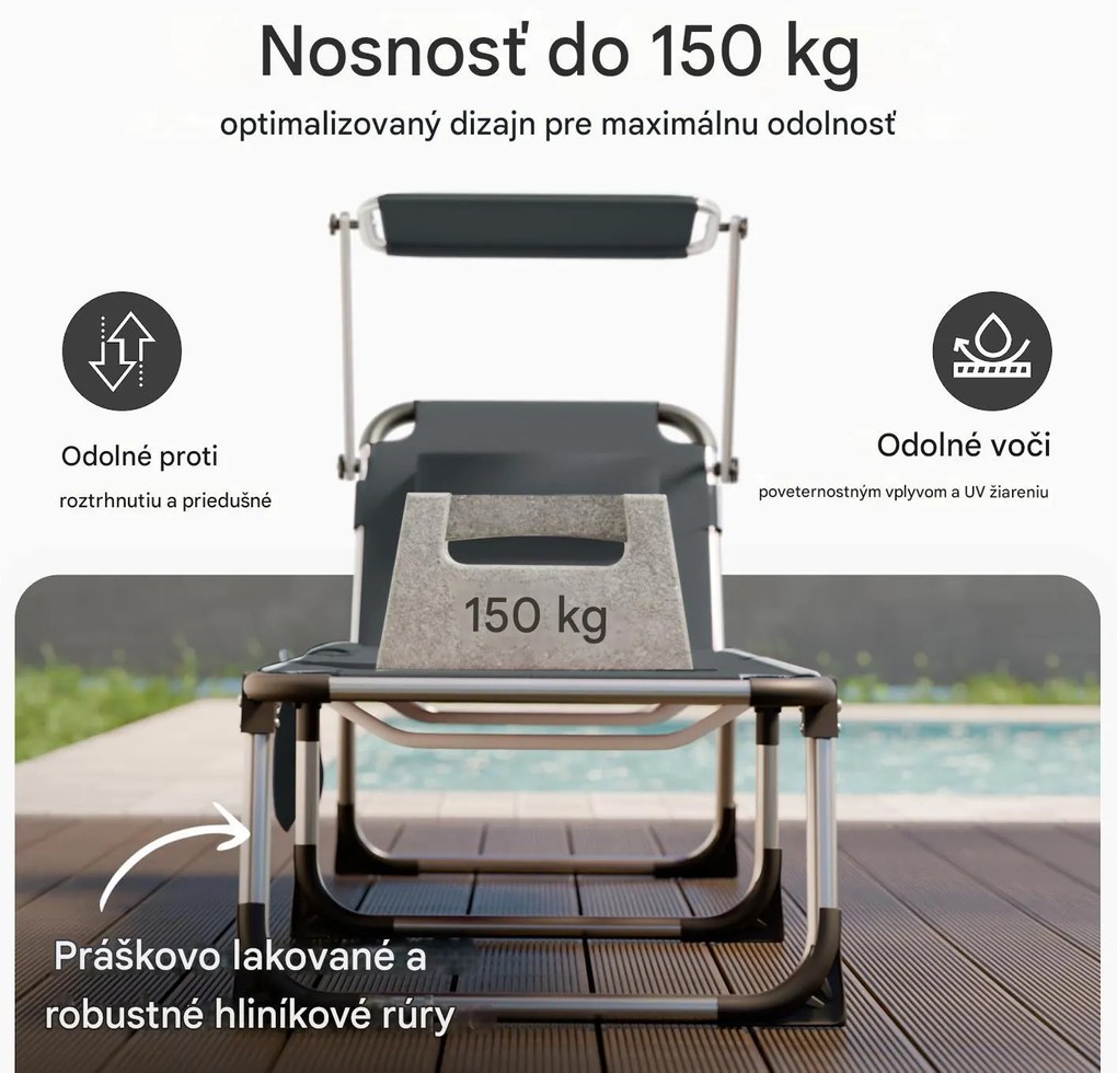 InternetovaZahrada Záhradné lehátko Bari - sivé