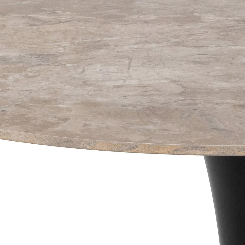 Jídelní kulatý stůl Malta 90 cm hnědá keramika/černý