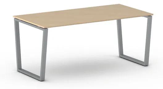 Kancelársky stôl PRIMO IMPRESS, sivostrieborná podnož, 1800 x 900 mm, biela
