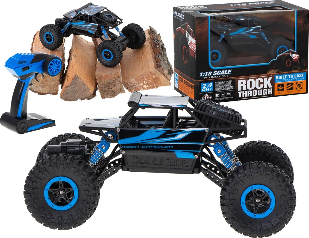 KIK RC Rock Crawler HB 1:18 4x4 - diaľkovo ovládané terénne auto, modré