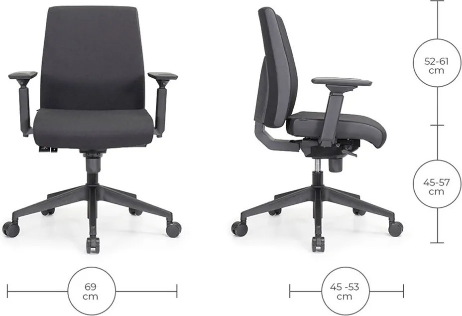 Ergonomická sieťovaná kancelárska stolička MOSH Airflow 616 – čierna