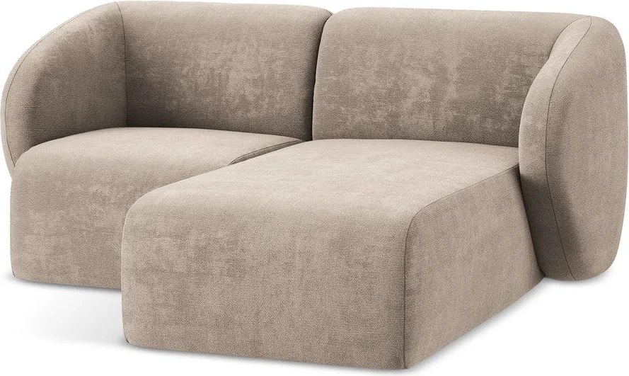 Svetlohnedá ženilková rohová pohovka (pravý roh/s leňoškou) Lani – Makamii