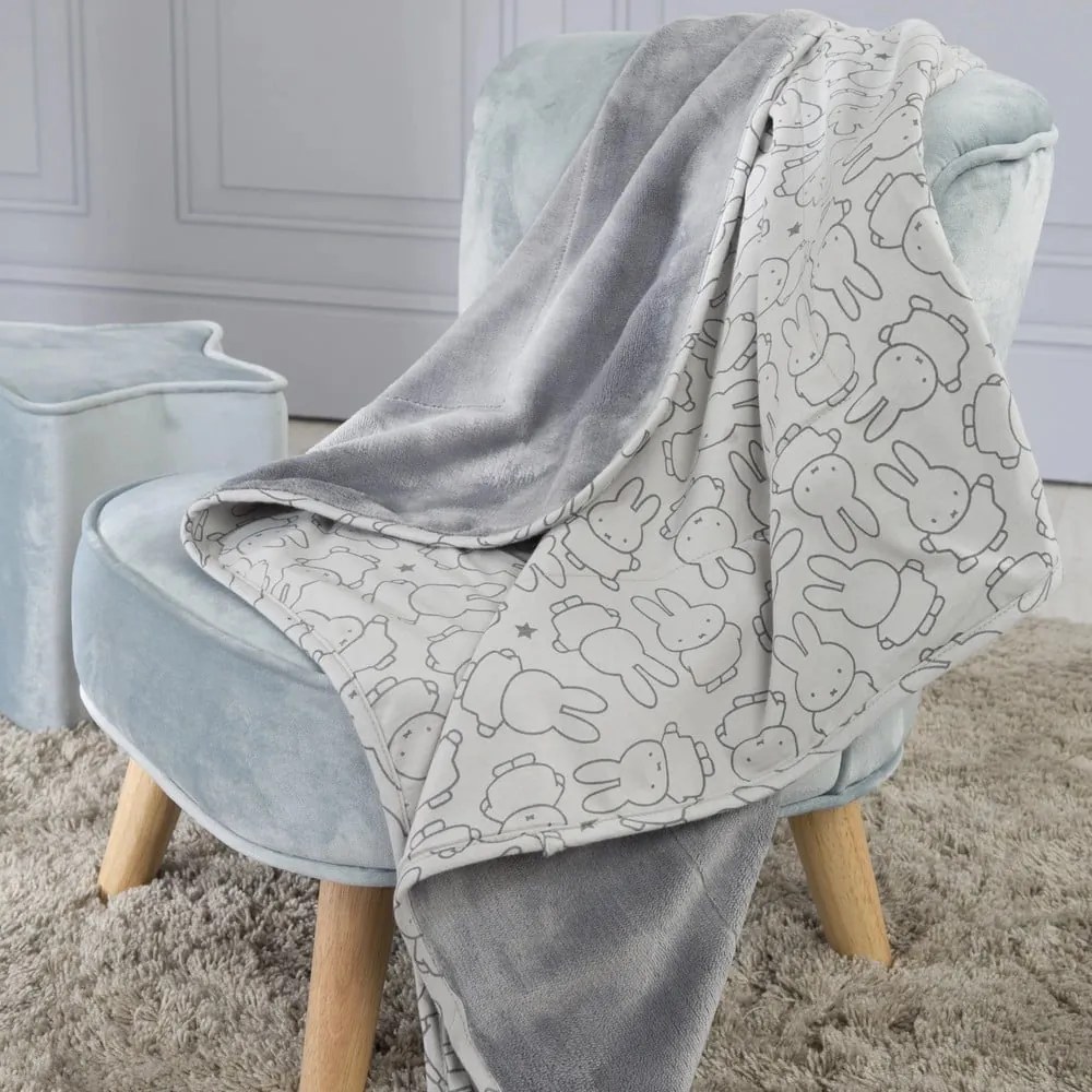 Sivá bavlnená detská deka 80x80 cm Miffy – Roba