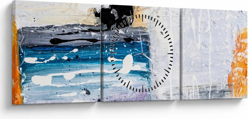 Obraz - Abstraktné ťahy (s hodinami) (90x30 cm)