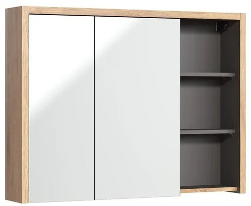 Kúpeľňová zostava Devon 100 cm s umývadlom, skrinkami a zrkadlom dub shetland/grafit