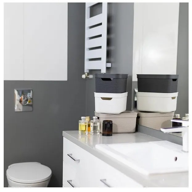 Úložný dekoratívny box s vekom DECO JIVE 5 l - cappuccino, 26 x 18 x 13