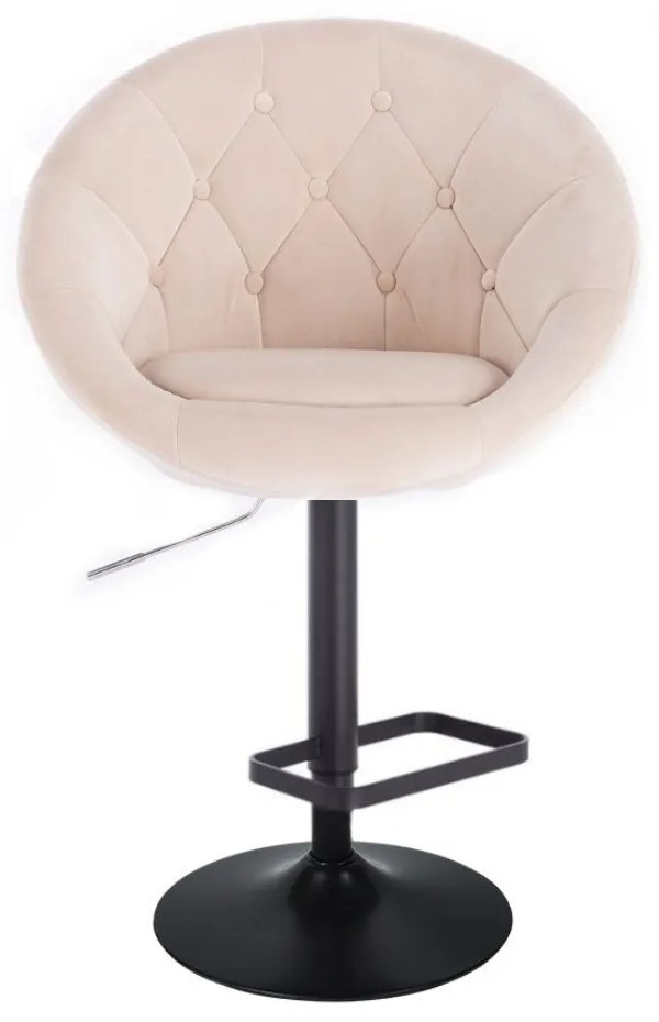 LuxuryForm DESIGN Barová stolička VERA VELUR na čiernom tanieri - krémová