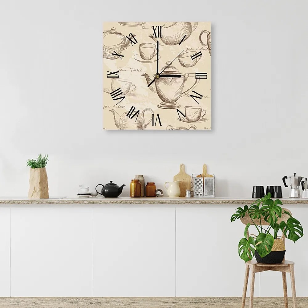 Gario Hodiny na stenu Čas na čaj Rozmery: 80 x 80 cm