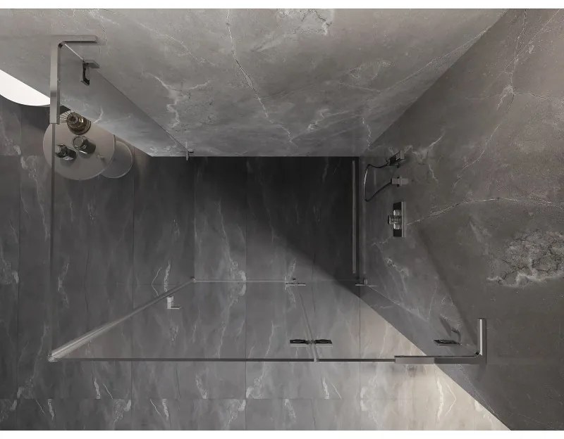 Mexen Lunar, L pravý výklopný sprchový kút 90 x 80 cm, 8mm číre sklo, chrómový profil, 834L-090-080-01-00-P