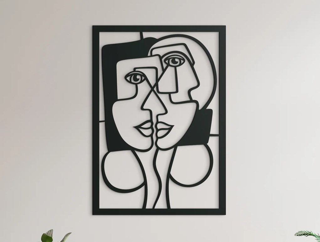 drevko Drevený obraz v avantgardnom štýle Ženy Rozmer obrazu: 44,5 x 31 cm, Farba dekorácie: Čierna