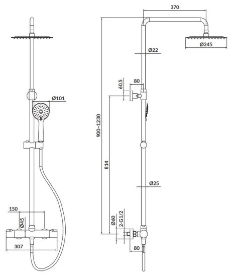 Cersanit S951-340 - Sprchová sada CITY s termostatickou baterií, lesklý chrom