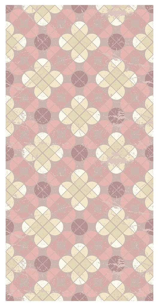 Tapeta - Ružová mozaika so štvorlístkami