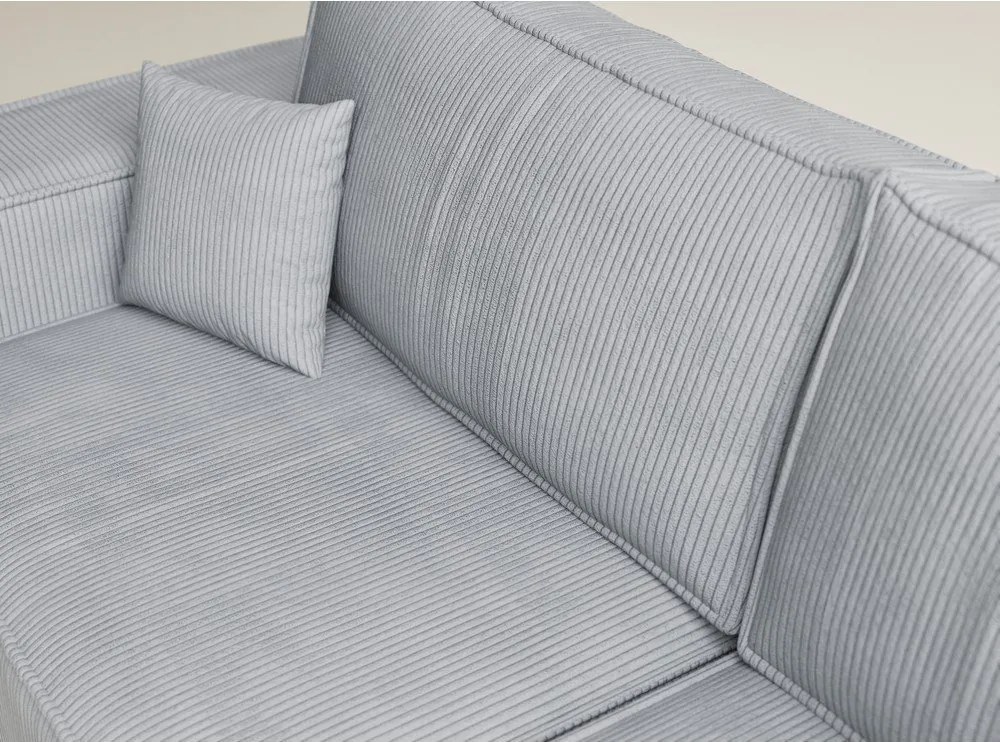 Sivá menčestrová rozkladacia/s úložným priestorom rohová pohovka (pravý roh/do L) Tonga – Maison de Rêve