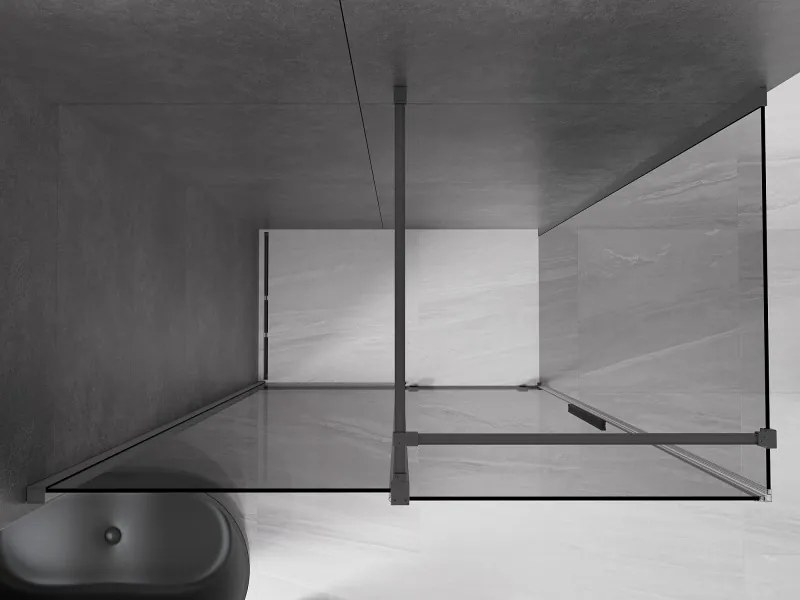 Mexen Velar, sprchový kút s posuvnými dverami 160 x 100 cm, 8mm šedé sklo, brúsený grafit, 871-160-100-41-95