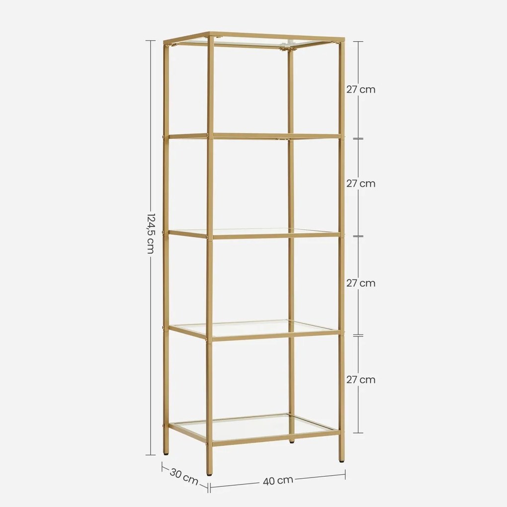 Regál Vasagle Vondrow 124,5 cm zlatý