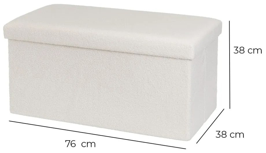 Biely taburet z textílie buklé Ecru – Casa Selección