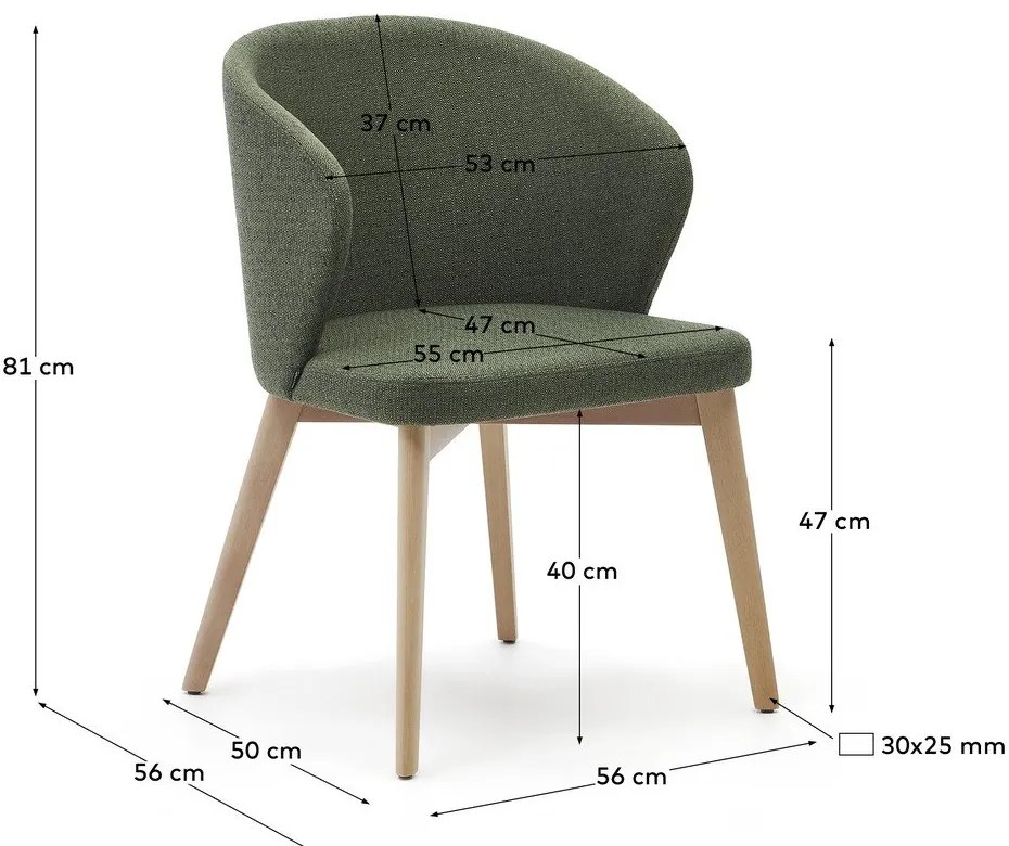 Tmavozelené čalúnené jedálenské kreslo Darice – Kave Home