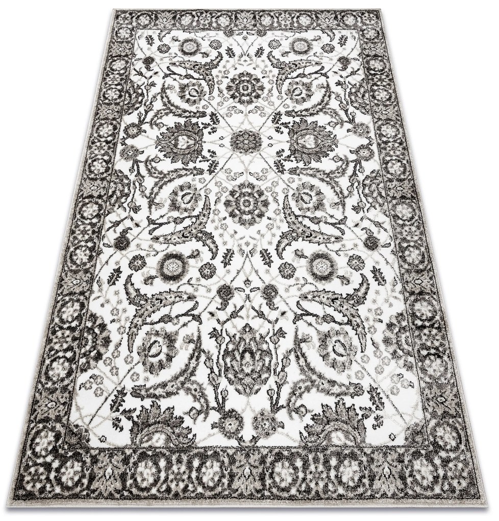 Koberec MATEO 8037/944 Kvety, s rámom, sivo - béžový