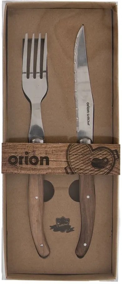 Orion Steak set nôž + vidlička nerez/drevo
