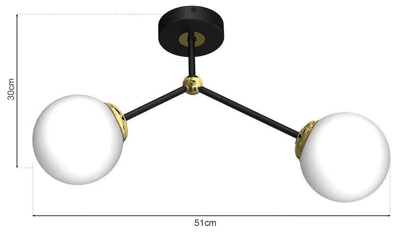 EUlight Stropné svietidlo Joy, 2x biele sklenené tienidlo, b/g