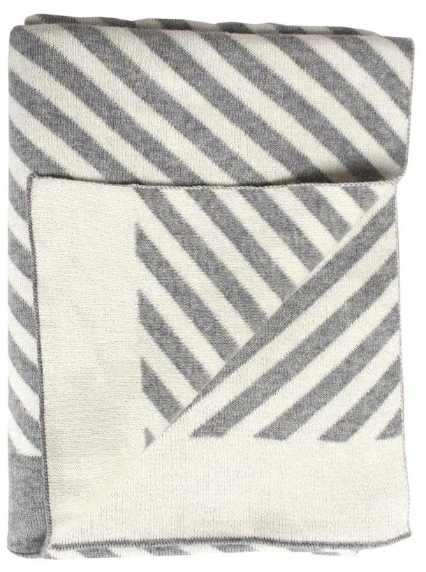 Eef Lillemor Pruhovaná pletená deka - šedá