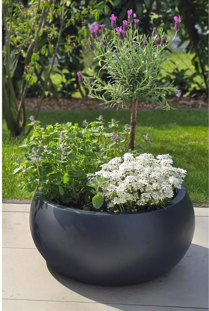 Miska na rastliny MORINO, sklolaminát, výška 21 cm, antracit