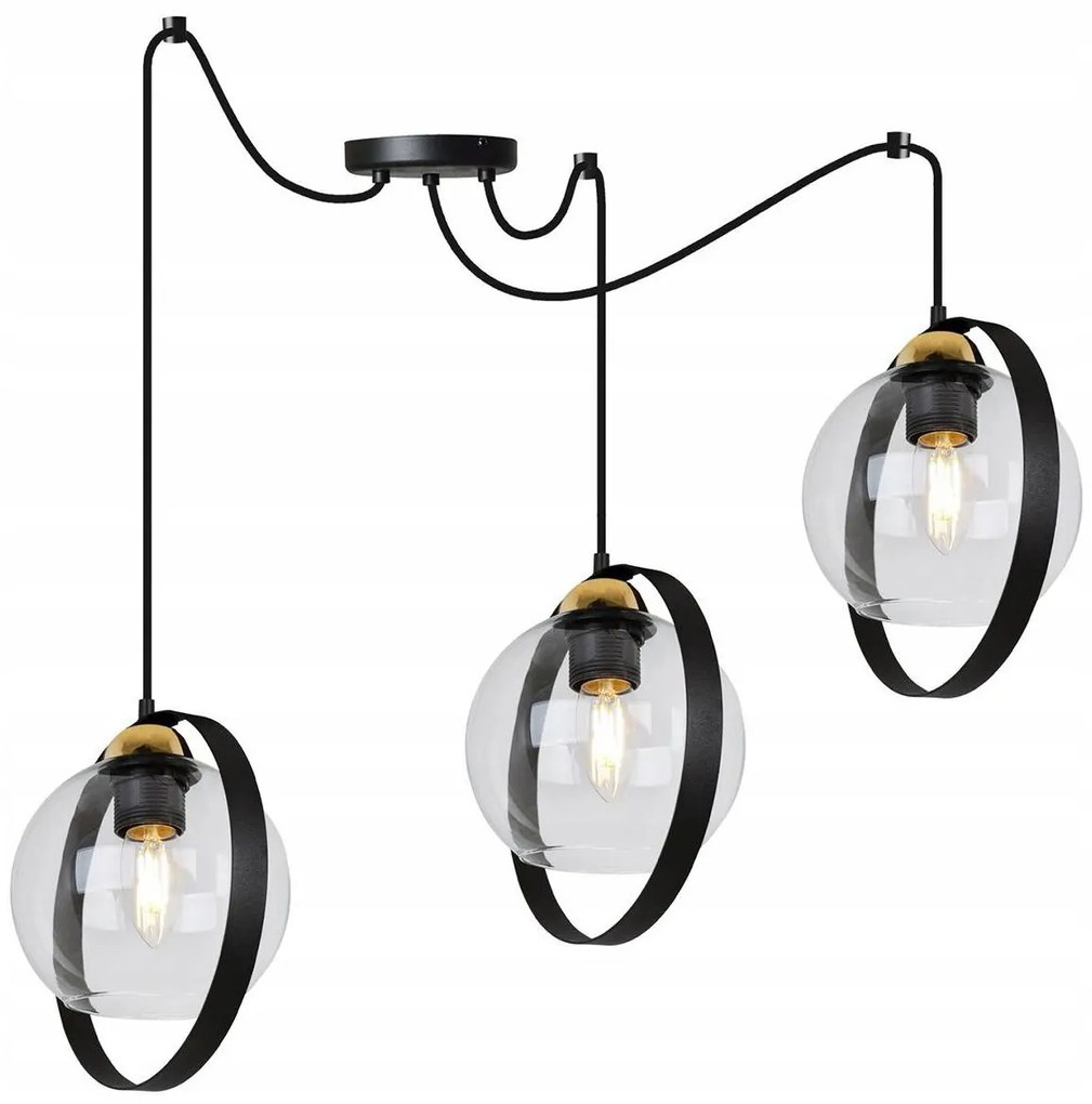 Závesné svietidlo Haga Ring Spider, 3x transparentné sklenené tienidlo (výber z 3 farieb uchytenia)