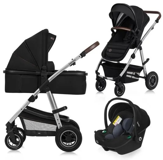 Lionelo - Kombinovaný kočík 3 v 1 AMBER čierno-strieborný