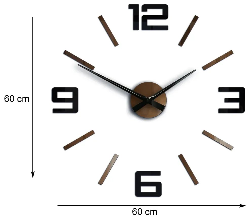 3D nalepovacie hodiny Reden čierno-medené
