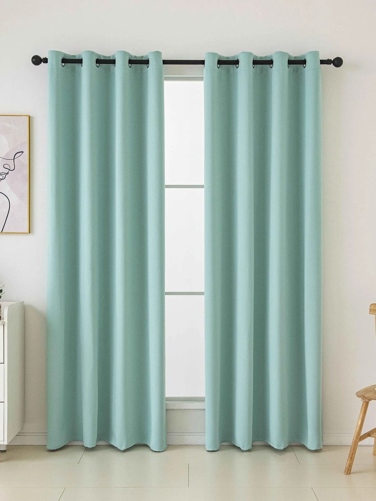 Blackout závesy Elias morská zelená - 140 × 180 cm (2 ks) - krúžky