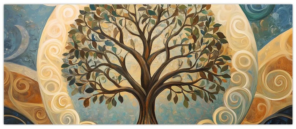 Obraz – Strom života a špirály (120x50 cm)