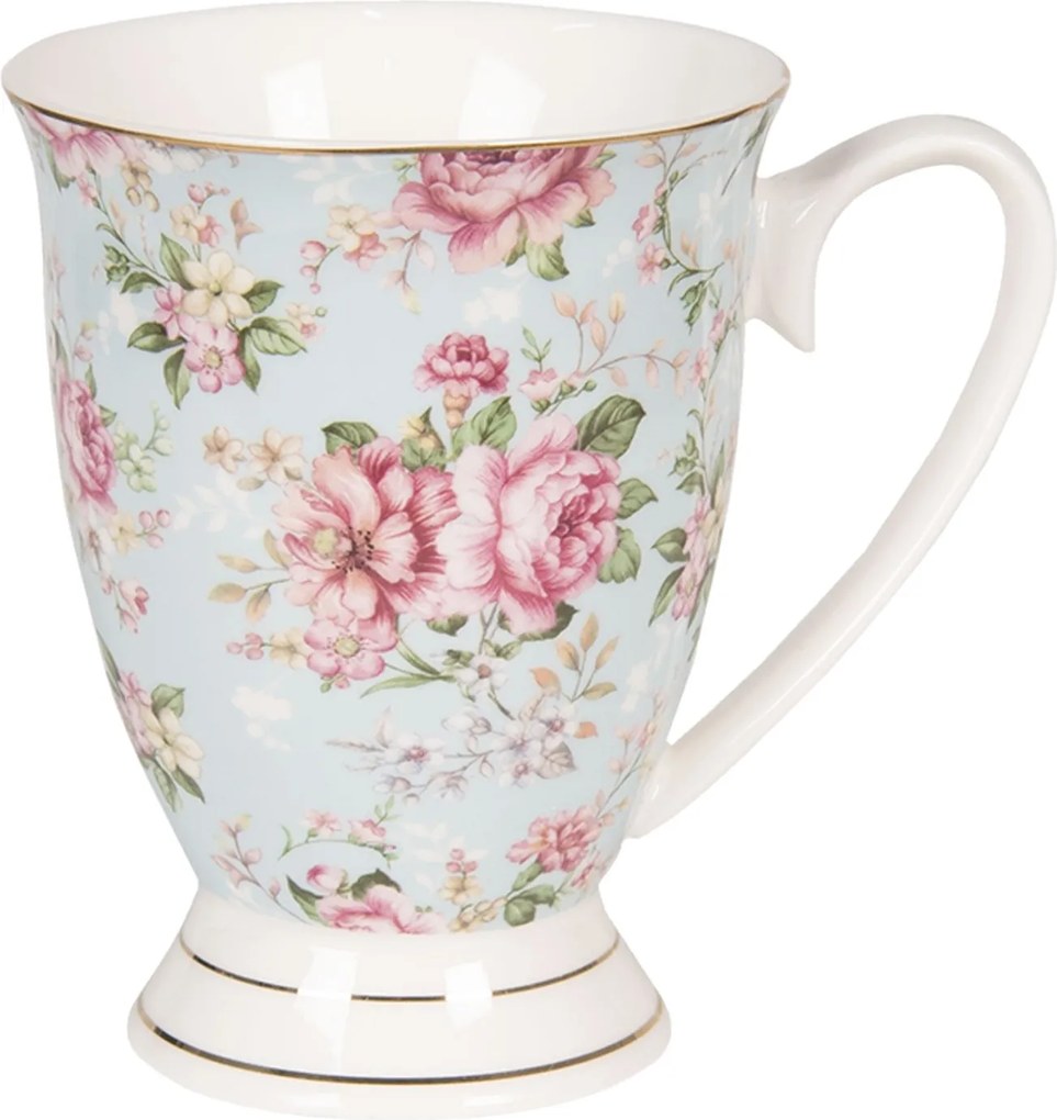 Modrý kvetovaný hrnček Garden - 11 * 8 * 10 cm / 0,3L