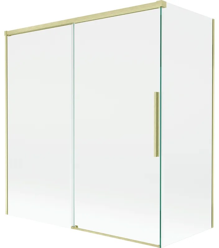 Mexen Rox, 2-krídlová posuvná vaňová zástena 150 + 70 x 150 cm, 8mm číre sklo, zlatý matný profil, 8C9-150-070-55-00