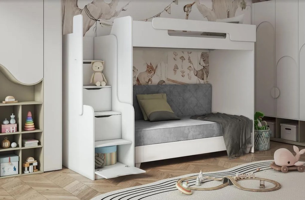 Detská vyvýšená posteľ DORIAN - 200x90 cm - biela