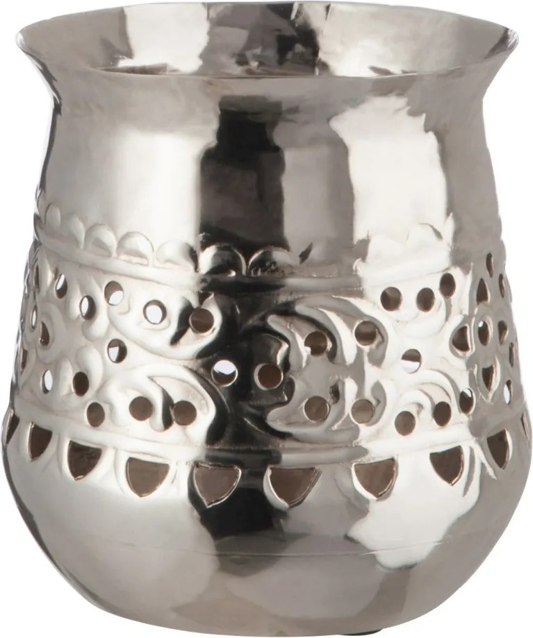 Strieborne farebný kovový svietnik s ornamentami M - 10,7 * 10,7 * 12,5 cm