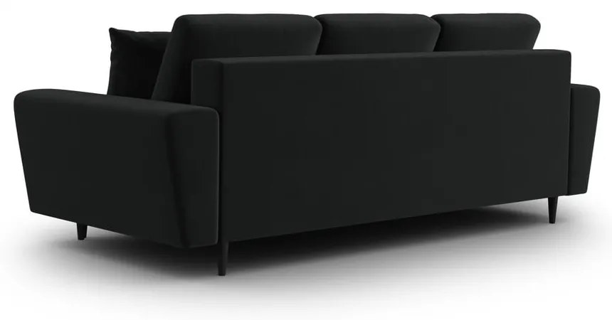 Čierna zamatová rozkladacia/s úložným priestorom pohovka 235 cm Kyoto – Cosmopolitan Design