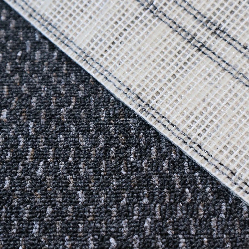 Timzo, Metrážny koberec Rubin 2128 antra, na mieru, šíře 4m, šedá, ab (mriežka), chodba / predsieň