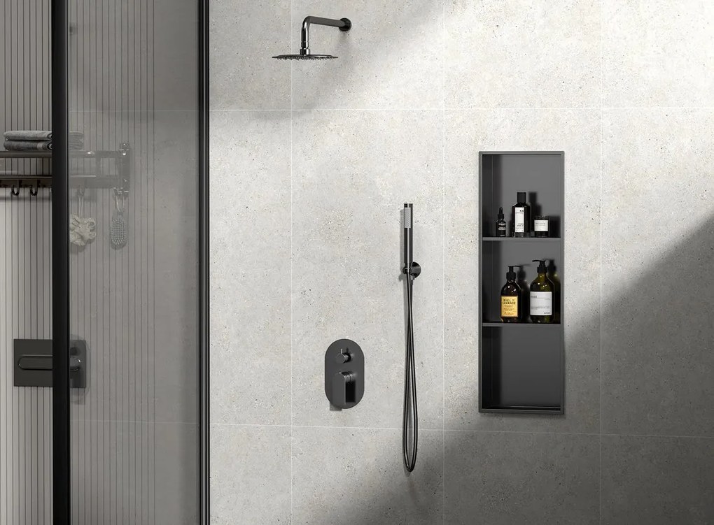 Polysan Polysan, INSERTA zapustená polica do obkladu, 270x810 mm, nerez, antracitová, 1301-27B