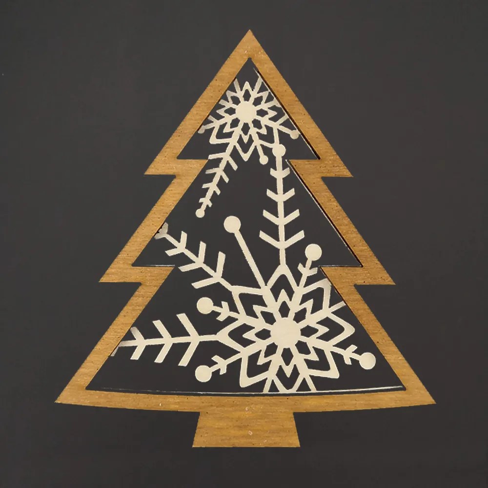 AMADEA Drevená ozdoba stromček - vločka dvojitý, 9 cm, český výrobok