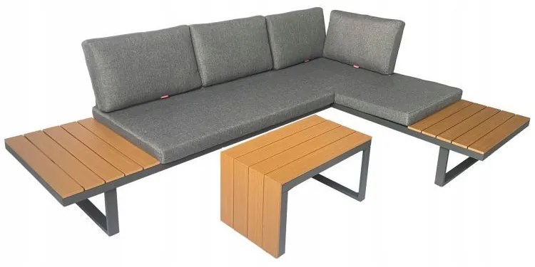 ZÁHRADNÝ SET NORM 175 x 78 + STOLÍK HNEDÝ + SIVÝ