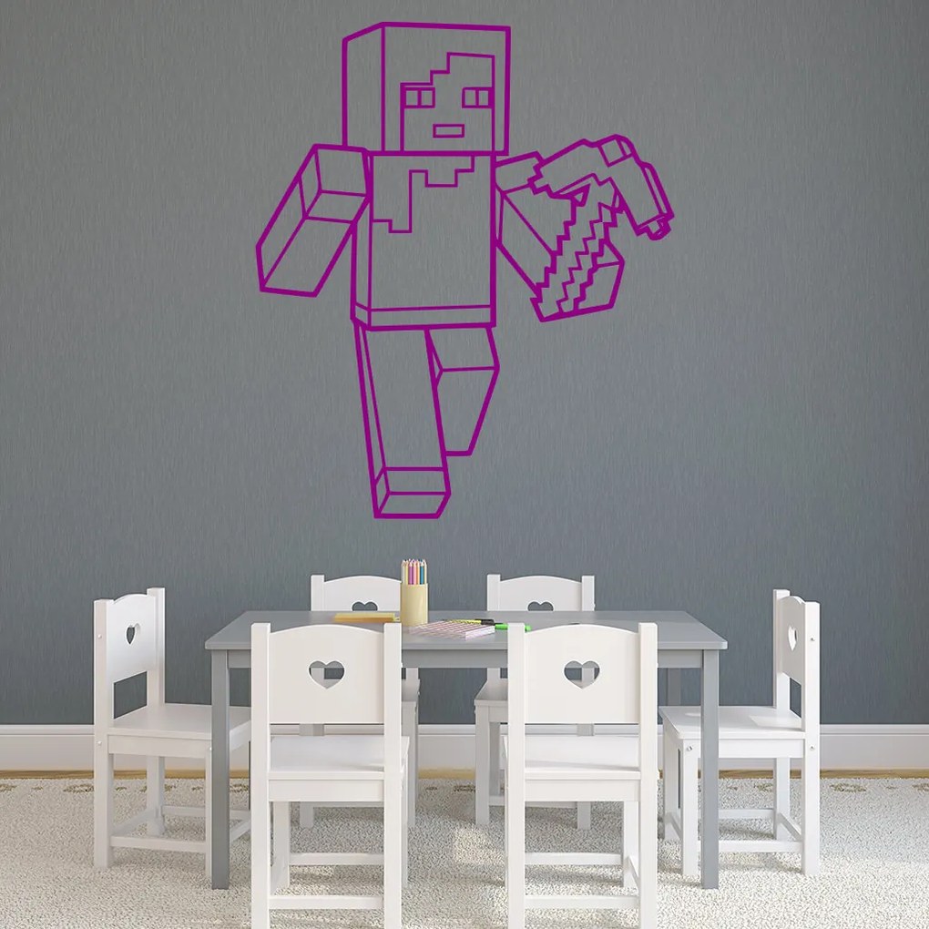 Veselá Stena Samolepka na stenu na stenu Minecraft s kušou Farba: černá