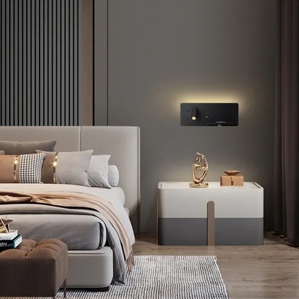 Immax 08287L-LED Nástenné sviet. s pol., USB a bezdr. nab. LED/3W/230V + LED/3W