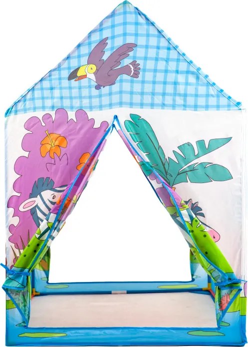 Detský hrací stan IPLAY ZOO domček – farebný, do domu a záhrady, 95×72×102 cm