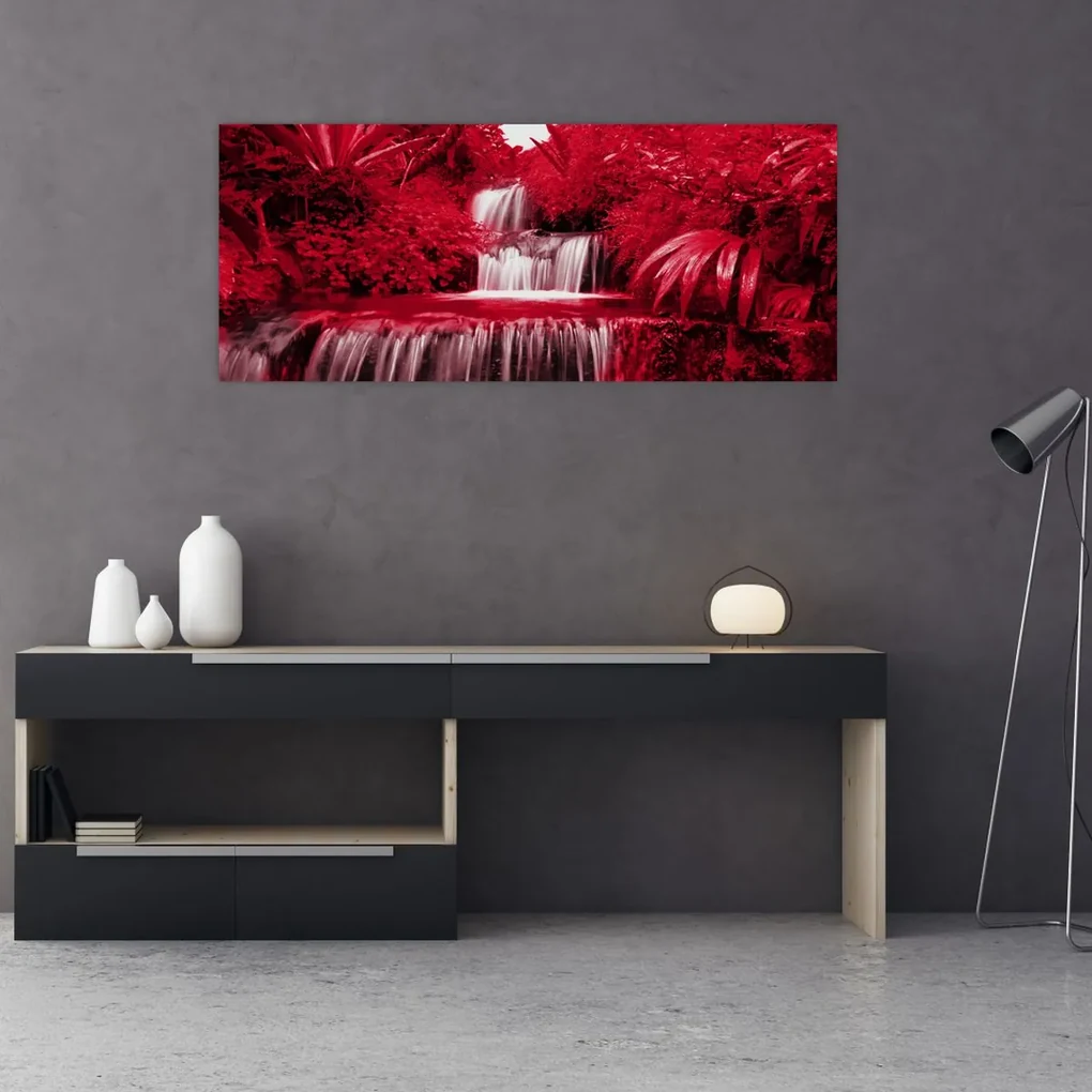 Obraz - Indonézske vodopády v červenej (120x50 cm)