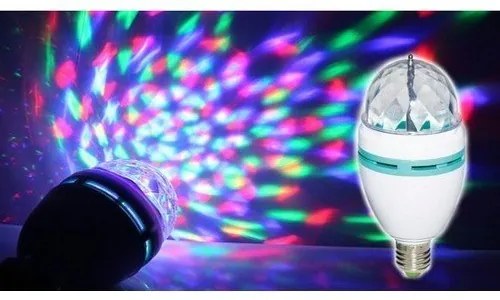 Grugen Rotačná LED disco RGB žiarovka s adaptérom